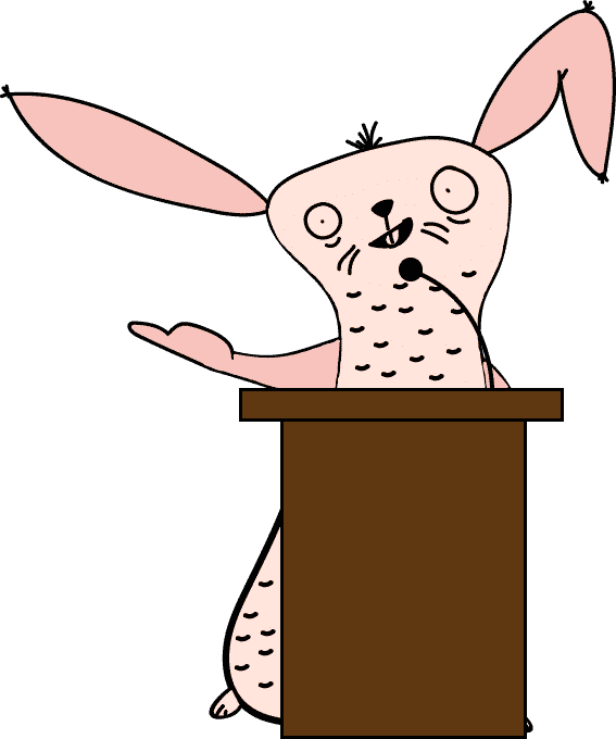 Soap opera bunny stood at podium